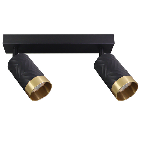 Oprawa Ścienno-Sufitowa Reflektor Punktowy 2x GU10 Czarna Złota ARRAS Sanico Goldlux