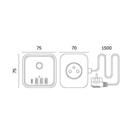 Rozgałęźnik LINEA PRO CUBE 3x230V Uziemienie Wyłącznik + 4xUSB Biały Kobi