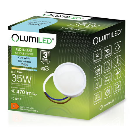 10x Moduł LED INSERT 5W 470LM 120° 6500K Zimna LUMILED
