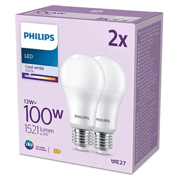 Zestaw 2x Żarówka LED E27 A67 13W = 100W 1521lm 4000K Neutralna 180° PHILIPS 