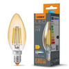 Żarówka LED E14 C35 Świeczka 6W = 52W 680lm 2200K Ciepła 360° FILAMENT Bursztynowa Videx