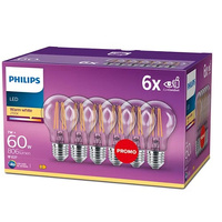 Zestaw 6x Żarówka LED E27 A60 7W = 60W 806lm 2700K Ciepła Filament PHILIPS