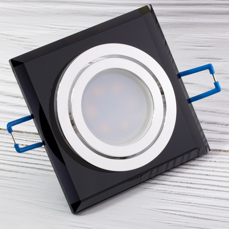 Zestaw Oprawa SZKLANA ARIAN halogenowa kwadrat ruchoma czarna + GU10 LED 6W 4000K