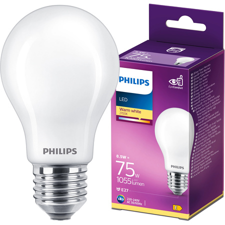 Żarówka LED E27 A60 8.5W = 75W 1055lm 2700K Ciepła FILAMENT LED Classic Philips