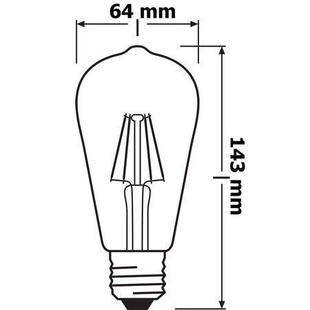 Żarówka LED ST64 E27 4W = 40W 470lm 2700K Ciepła 300° Retrofit Filament CLASSIC Osram