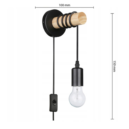 Lampa Ścienna Wisząca Kinkiet Spot E27 Czarny Brązowy z Włącznikiem Eos Masterled