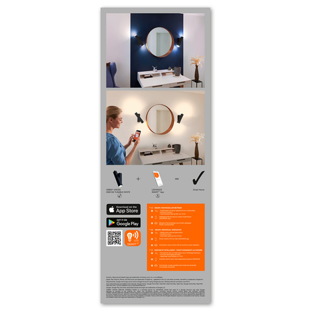 Inteligentna lampa ścienna kinkiet SMART + WIFI 12W ORBIS WALL CROSS BLACK LEDVANCE