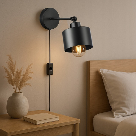 Lampa Ścienna Reflektor Kinkiet Spot E27 Ruchomy Czarny Elza Masterled