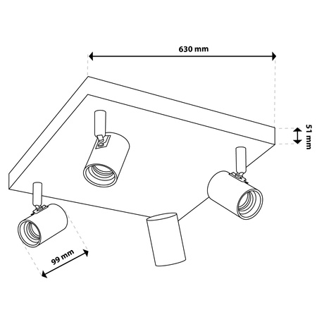Lampa Sufitowa Plafon SPOT TUBA Reflektor Oprawa Halogenowa 4x E27 GLASA LUMILED