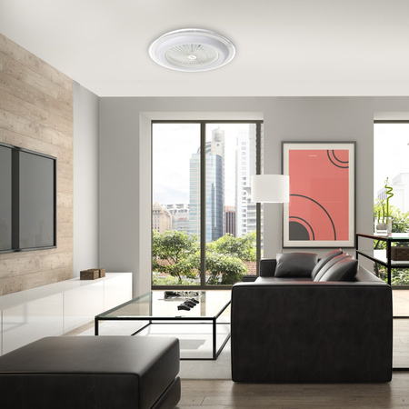 Plafon LED Lampa Sufitowa Natynkowa LED ZONDA Biały 48W z wentylatorem Milagro