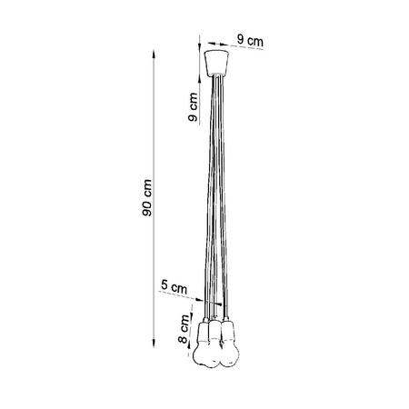 Lampa Sufitowa Wisząca Zwis 5x E27 Nieregularna pomarańczowy Nowoczesna Diego Sollux