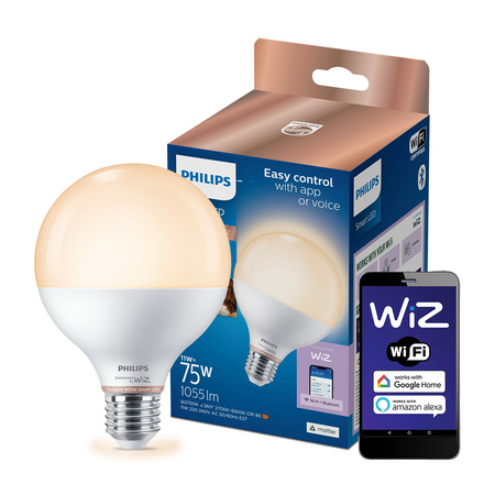 Żarówka LED E27 G95 11W = 75W 1055lm 2700-6500K SMART WiFi Philips WiZ