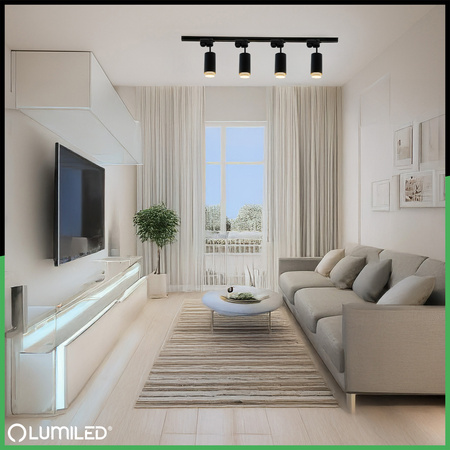 ZESTAW Szynoprzewód Listwa Szyna 1m + 4x Lampa Sufitowa Reflektor GU10 Oświetlenie Szynowe LUMILED