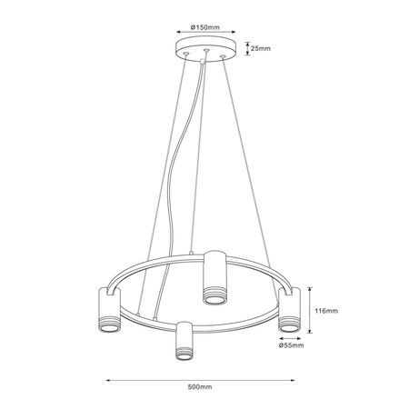 Lampa Sufitowa Wisząca Zwis 4x GU10 Czarna ROMA Sanico Goldlux