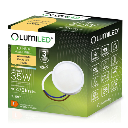 10x Moduł LED INSERT 5W 470LM 120° 3000K Ciepła LUMILED