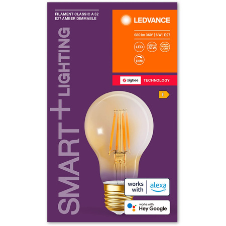 Żarówka LED E27 A60 6W 680lm 2400K Ciepła Filament LEDVANCE SMART+ ZigBee Ściemnialna