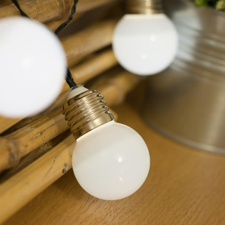 Girlanda Solarna Ogrodowa Ozdobna Łańcuch Świetlny 10 LED Mleczne Kulki