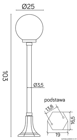 Lampa Ogrodowa Zewnętrzna Stojąca SŁUPEK KULE CLASSIC K 5002/2/KP 250 E27 103cm Su-Ma