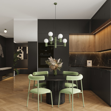 Lampa Wisząca Żyrandol 6x G9 Aluminiowa Zielony Oliwkowy Halo French Sky SL.1832 Sollux