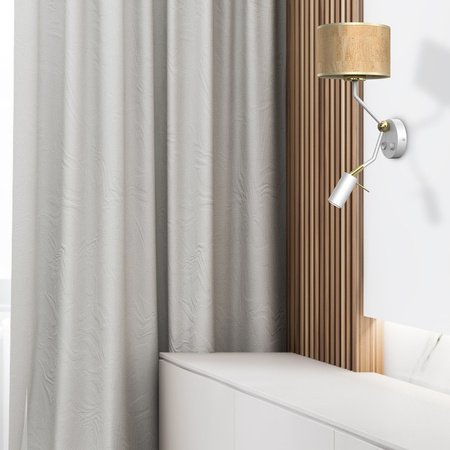 Lampa Ścienna Kinkiet CORK Biała Korek 1xE27 + Mini GU10 Milagro