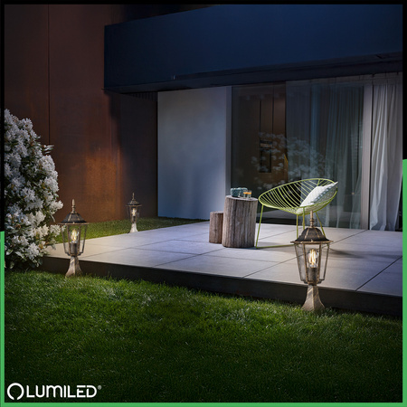 Lampa Ogrodowa Zewnętrzna E27 SŁUPEK LATARNIA 39cm Patyna BELLIS LUMILED