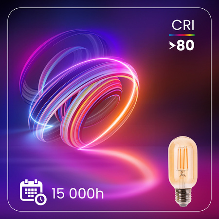 Żarówka LED E27 T45 4W = 40W 470LM 2000K Ciepła 360° Filament Amber LUMILED
