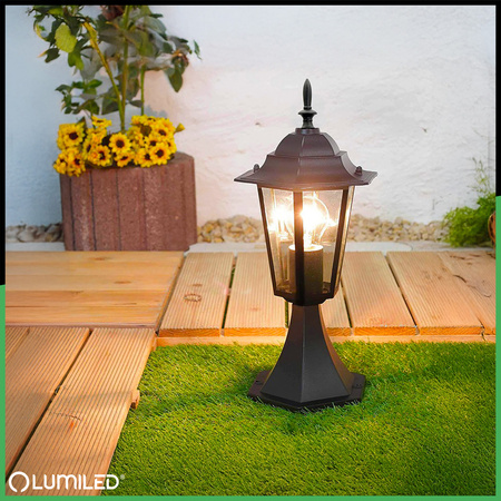 Lampa Ogrodowa Zewnętrzna E27 SŁUPEK LATARNIA 39cm Czarna BELLIS LUMILED