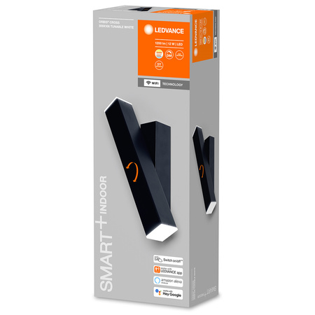 Inteligentna lampa ścienna kinkiet SMART + WIFI 12W ORBIS WALL CROSS BLACK LEDVANCE