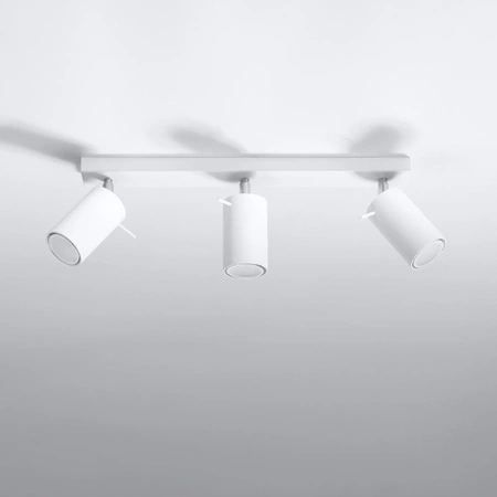 Lampa Sufitowa Oprawa Natynkowa SPOT TUBA Reflektor 3x GU10 Tubularna Biała Nowoczesna Ring Sollux