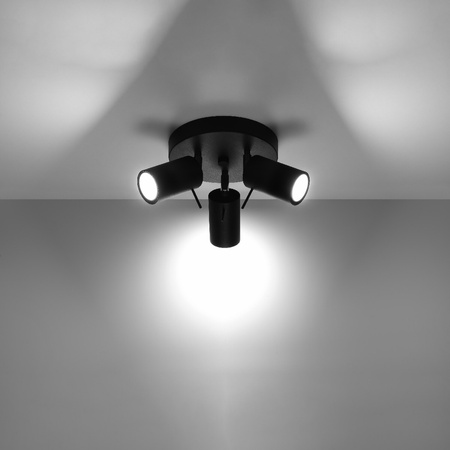 Lampa Sufitowa Oprawa Natynkowa SPOT TUBA Reflektor 3x GU10 Ruchoma Tubularna Czarna Nowoczesna Ring Sollux