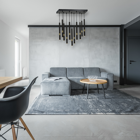 Lampa wisząca MONZA 11xG9 8W Podłużna Minimalistyczna Czarna Złota MLP6386 Milagro Metal