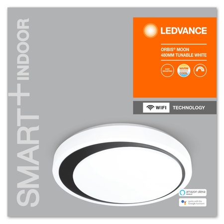 Plafon LED lampa sufitowa czarna ORBIS Moon 32W 3300lm ciepła-zimna 48cm SMART+ WiFi LEDVANCE