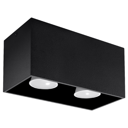 Lampa Sufitowa Oprawa Natynkowa 2x GU10 Prostokątna Czarna Nowoczesna Quad Sollux
