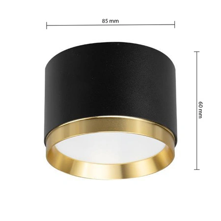 Oprawa Natynkowa Halogenowa Tuba Reflektor Spot GX53 Okrągła Czarna Złota Lumet Masterled