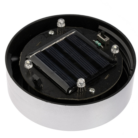 Lampa Ogrodowa LED Solarna Wbijana RGB KULA 30cm Biało-srebrna + Pilot VOLTENO