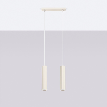 Lampa Wisząca Sufitowa Zwis Tuba Spot 2x GU10 Beżowa Karbon Deep Space SL.1593 Sollux