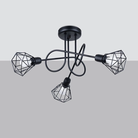 Lampa Sufitowa Wisząca 3x E14 Żyrandol Geometryczna Geometryczna Czarna Nowoczesna Artemis Sollux