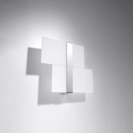 Lampa Ścienna Kinkiet 2x G9 Prostokątna Chrom Biała Nowoczesna Massimo Sollux