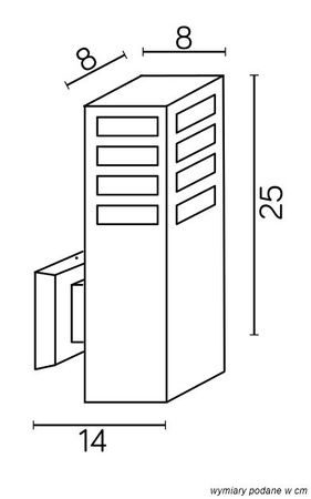 Lampa Ogrodowa Zewnętrzna Elewacyjna KINKIET LED RADO III K AL E27 Su-Ma