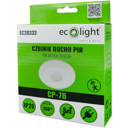 Czujnik Ruchu i Zmierzchu PIR 360° 8m Sufitowy Biały