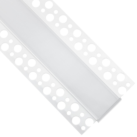 Profil Aluminiowy Podtynkowy Architektoniczny XL Typ P do LED Wpuszczany do Płyt KARTON / GIPS 2m + Mleczny Klosz