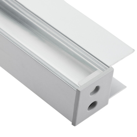 Profil Meblowy Aluminiowy Anodowany do taśm LED KM48 Srebrny Regałowy Nawierzchniowy 1m + Przesłona przeźroczysta + Zaślepki