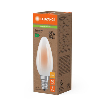 Żarówka LED Świeczka E14 B35 3.8W = 60W 806lm 2700K Ciepła 330° Ledvance