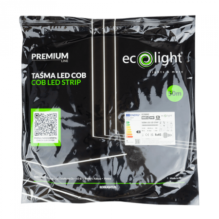 Taśma LED Pasek COB 9W/m 990lm/m 480LED/m 12V 4000K Neutralna IP20 Rolka 50m Ecolight