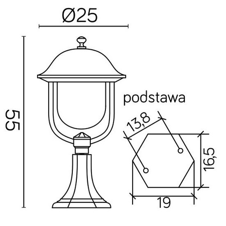 Lampa Ogrodowa Zewnętrzna Stojąca SŁUPEK Prince K 4011/1/O E27 55cm Su-Ma