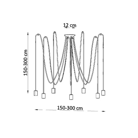 Lampa Sufitowa Wisząca Zwis 7x E27 Nieregularna Czarna Industrialna Edison Sollux