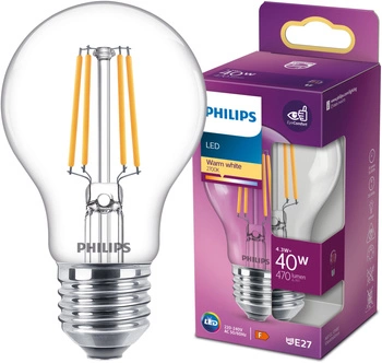 Żarówka LED E27 A60 4.3W = 40W 470lm 2700K Ciepła FILAMENT LED Classic Philips