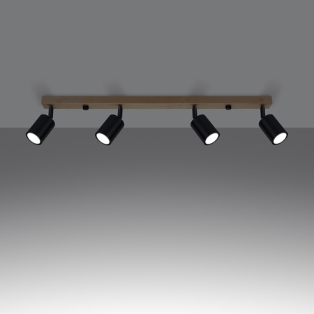 Lampa Sufitowa Oprawa Natynkowa SPOT TUBA Reflektor 4x GU10 Punktowa Ruchoma Tubularna Czarna Brązowa Nowoczesna Verdo Sollux