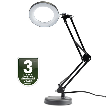 ZESTAW Lampka Biurkowa LED 8W CCT Kreślarska Stołowa Lupa LUCA 2 Czarna + Adapter USB 5V/1A DC LUMILED