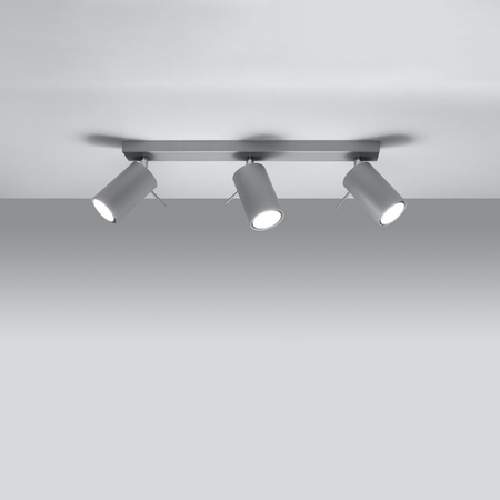 Lampa Sufitowa Oprawa Natynkowa 3x GU10 SPOT TUBA Reflektor Ruchoma Minimalistyczna Tubularna Szara Nowoczesna Ring Sollux